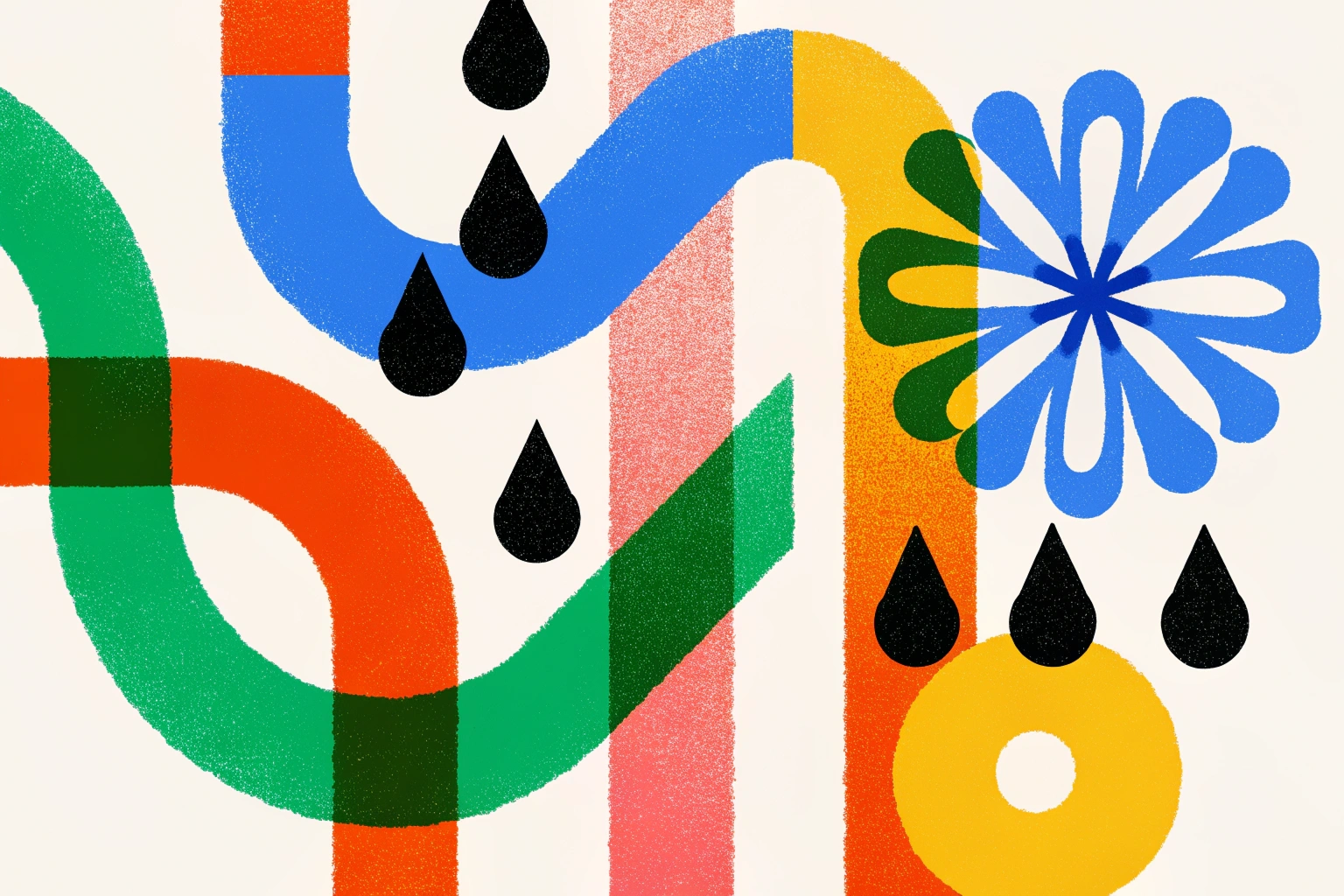 Illustration représentant une fuite d’eau dans un logement, avec des éléments symbolisant un dégât des eaux et les conséquences matérielles