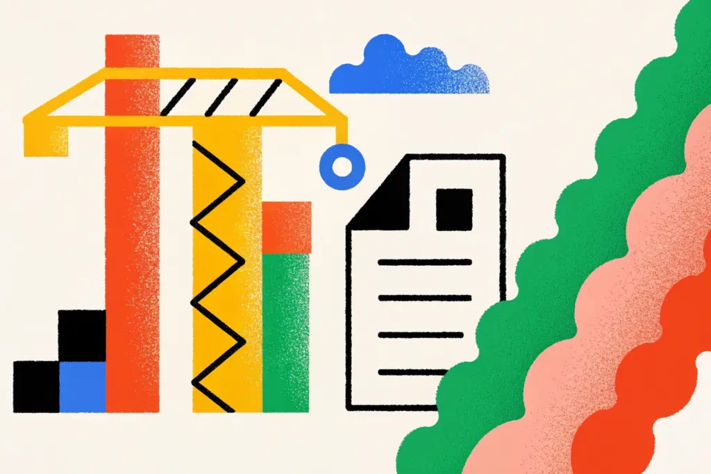 Illustration représentant un sursis à statuer appliqué à une demande de permis de construire, avec des éléments symbolisant l’attente de la décision administrative, l’urbanisme et la planification