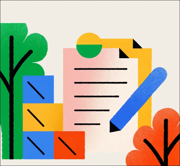 Illustration abstraite représentant des formes graphiques et motifs décoratifs liés au contenu