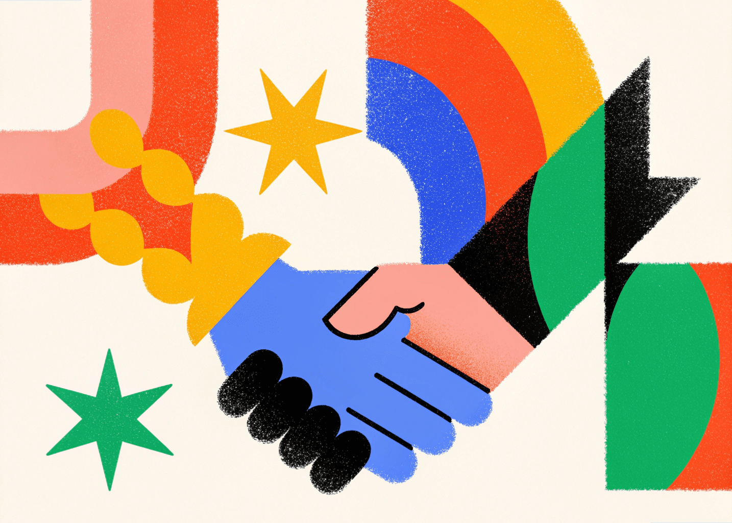 Illustration montrant deux mains se serrant en signe d’accord ou de coopération