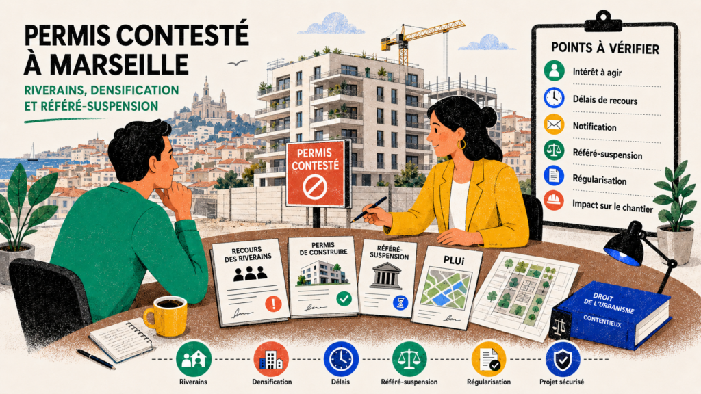 Permis contesté à Marseille : riverains, densification et référé-suspension