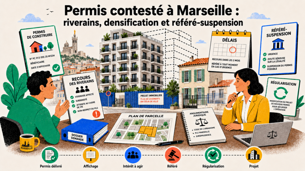 Permis contesté à Marseille : riverains, densification et référé-suspension